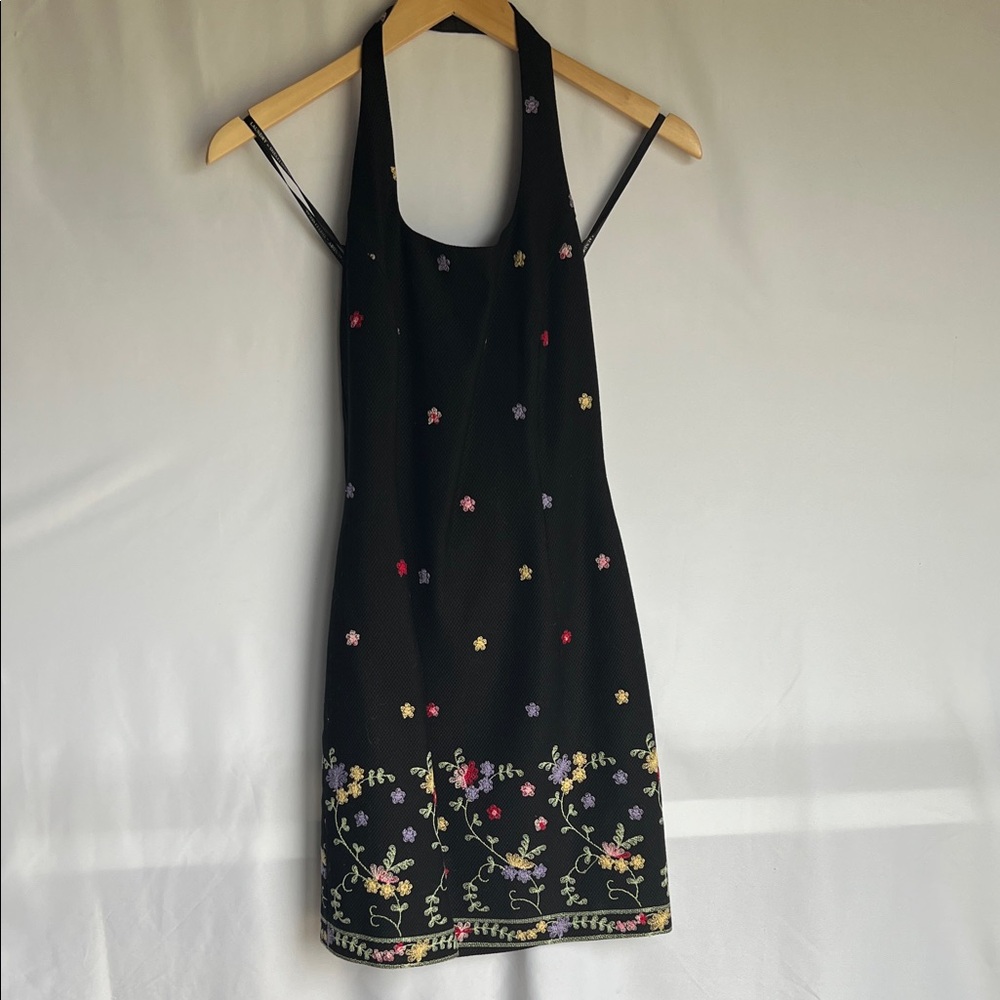 Laundry By Shelli Segal Black Floral Halter Dress